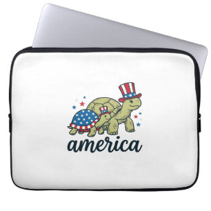 Capa Para Notebook Tartaruga Patriótica América Design de Gravura Vin