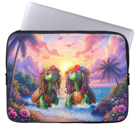 Capa Para Notebook Tartarugas Reggae – Vibrações da Ilha para Sempre.