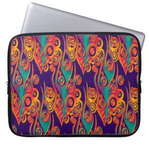Capa Para Notebook Tatuagem - Arte Padrão - chamas e círculos
