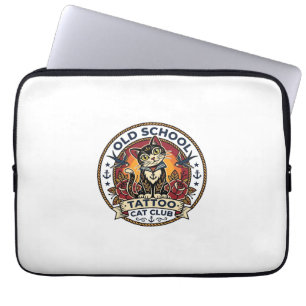 Capa Para Notebook Tatuagem Velha Escola Gato Gatinho Fofo Design - V