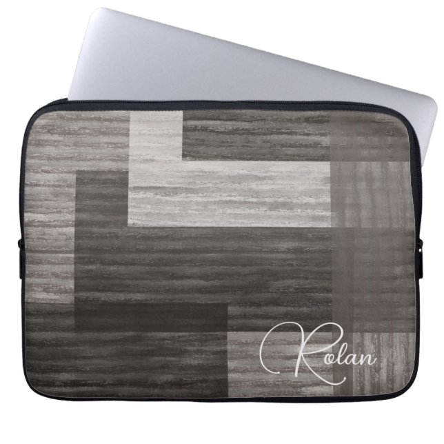 Capa Para Notebook Taupe Jean patch Work Faux Burlap (Frente)