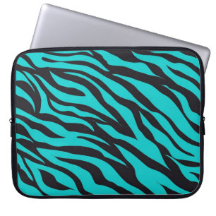 Capa Para Notebook Teal Blue Zebra Stripes Animais Selvagens Imprime