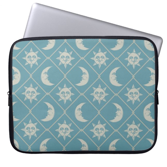 Capa Para Notebook Teal Celestial Sun And Moon (Frente)