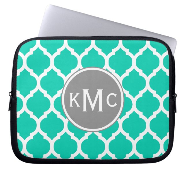 Capa Para Notebook Teal Cinza Lattice Marroquina (Frente)