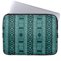 Teal E Preto De Padrão Tribal
