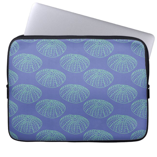 Capa Para Notebook Teal em Urchin Marinho Azul Destraído Pela Mão (Frente)