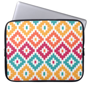 Capa Para Notebook Teal Orange Aztec Tribal Impressão Ikat Diamond P