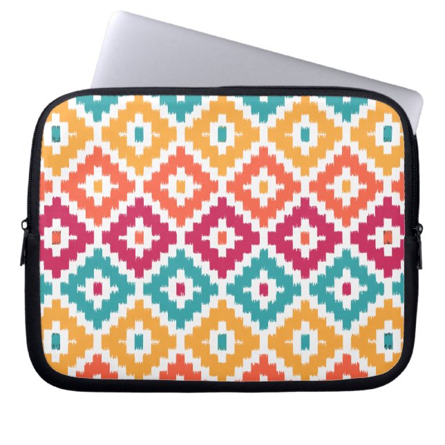 Capa Para Notebook Teal Orange Aztec Tribal Impressão Ikat Diamond Pa (Frente)