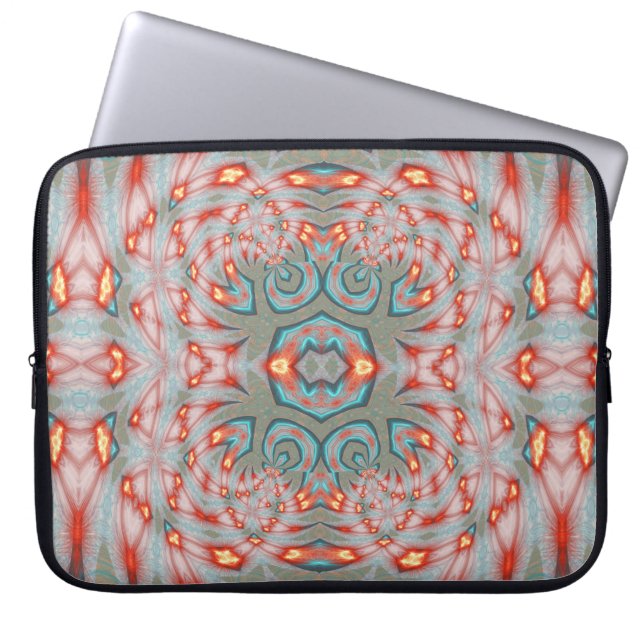 Capa Para Notebook Teal Red Fire Mandala (Frente)