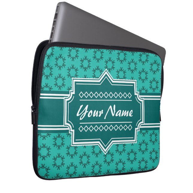 Capa Para Notebook Teal Scribble Hand Hrawn Floral Personalizado (Frente Esquerda)