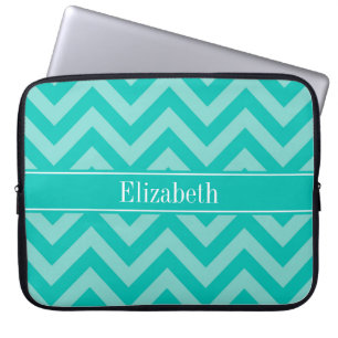 Capa Para Notebook Teal Turquoise LG Chevron Nome Teal Monograma