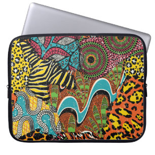 Capa Para Notebook Tecido Africano: Patchwork para animais selvagens.