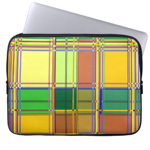 Capa Para Notebook Tecido Colorido Caribenho Madras Xadrez