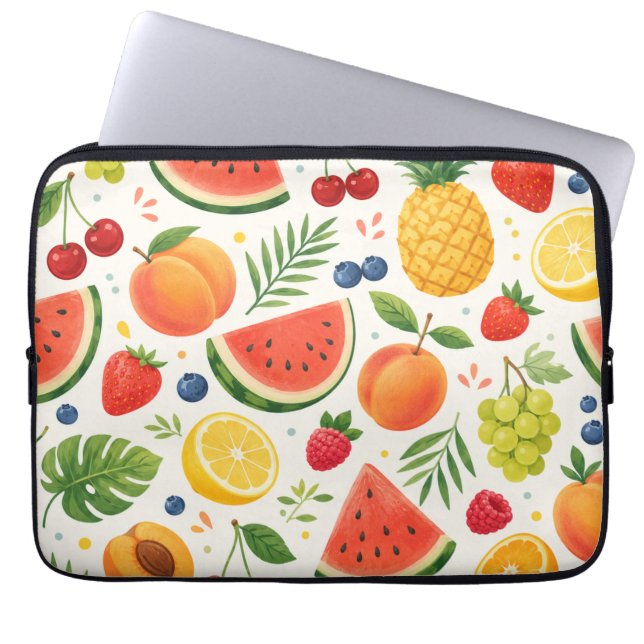 Capa Para Notebook Tecido de Padrão de Frutas de Verão | Melancia Tro (Frente)