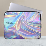 Capa Para Notebook Tecido Metálico Iridescente brilhante, Nome<br><div class="desc">Um tecido metálico teal,  dourado e roxo iridescente,  brilhante,  com nome preto.</div>