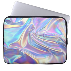 Capa Para Notebook Tecido Metálico Iridescente Brilhante, Verde-d'águ
