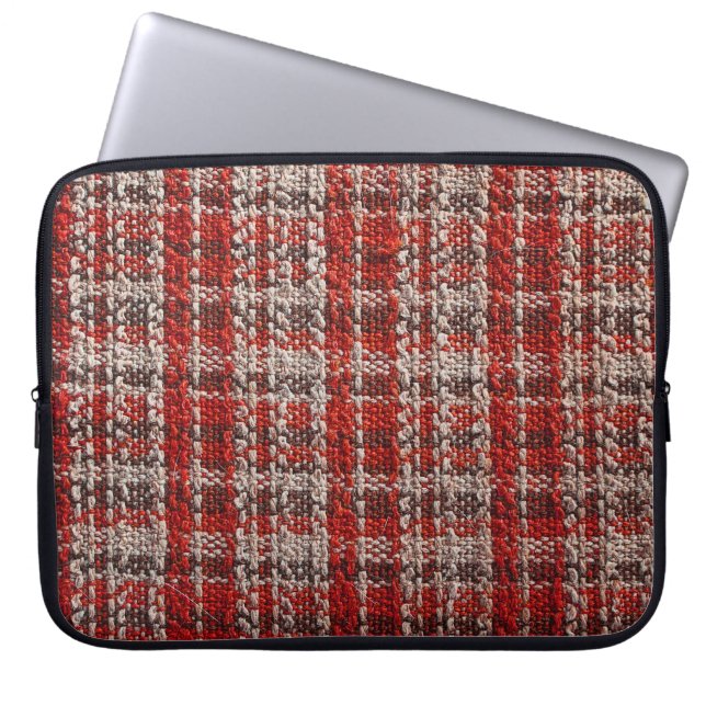Capa Para Notebook Tecido Vermelho Tartan: Fundo Texturizado (Frente)