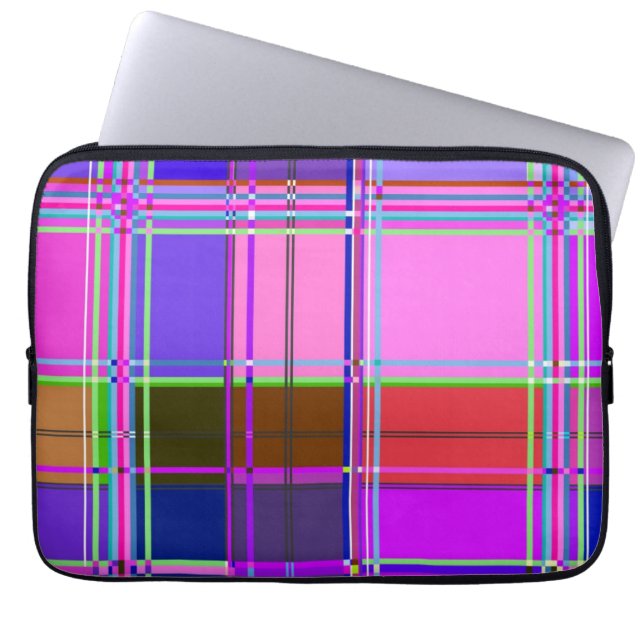 Capa Para Notebook Tecido xadrez rosa padrão de tecido madras (Frente)