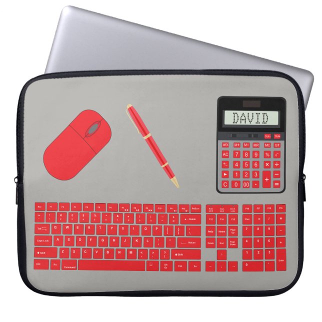 Capa Para Notebook Teclado, mouse, calculador e gráfico de Caneta (Frente)