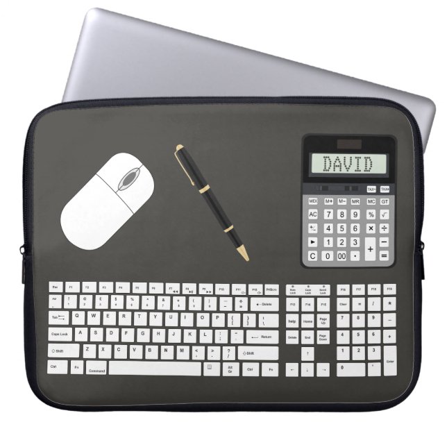 Capa Para Notebook Teclado, mouse, calculador e gráfico de Caneta (Frente)