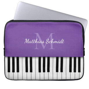Capa Para Notebook Teclado Piano com Roxo Personalizado Monograma