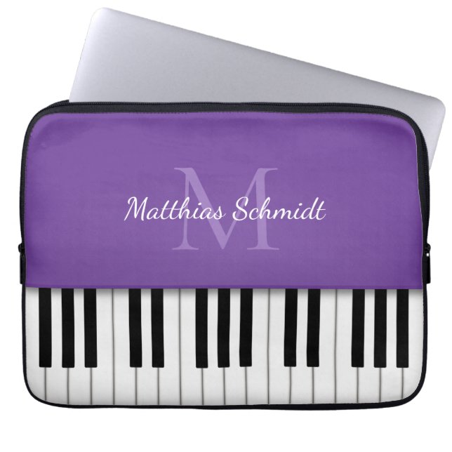 Capa Para Notebook Teclado Piano com Roxo Personalizado Monograma (Frente)