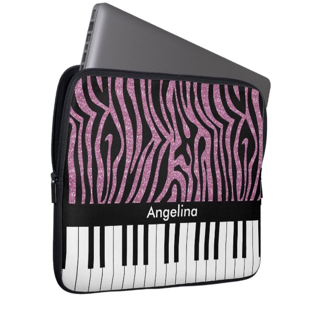 Capa Para Notebook Teclas Piano Personalizadas Cor-de-Rosa Clara (Frente Esquerda)