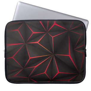 Capa Para Notebook tecnão futurista abstrato negro de polígono vermel