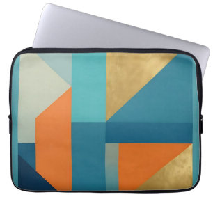 Capa Para Notebook Télica Laranja Dourado Geométrico Abstrato