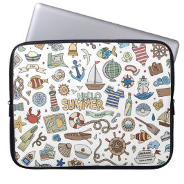 Capa Para Notebook Tema Náutico de Verão na Praia