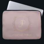 Capa Para Notebook Tendência de Modelo Elegante Dourada com Rosa de M<br><div class="desc">Bolsa de laptop Elegante de Modelo Elegante Dourada de Monograma.</div>
