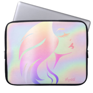 Capa Para Notebook Tendência Legal Girl Face Silhouette Holographic