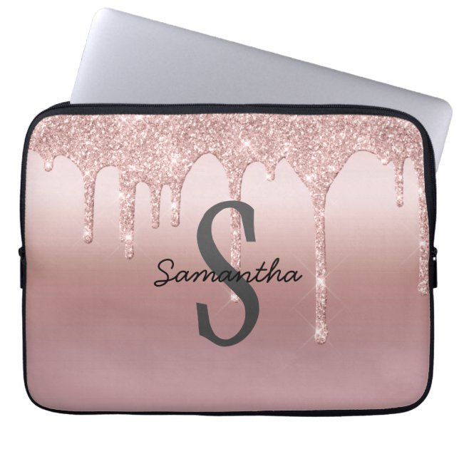 Capa Para Notebook Tendência Rosa Cinzenta com Glitter Leve Dourada d (Frente)