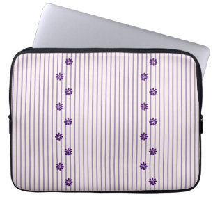 Capa Para Notebook Tendência Violet Stripes e Linhas Flores Roxas