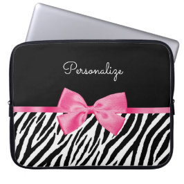 Capa Para Notebook Tendência Zebra Impressão Quente-Rosa Arco e Nome