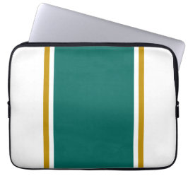 Capa Para Notebook Tendy White Wide Teal Ouro Castanho Pinstripes