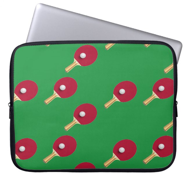 Capa Para Notebook tênis de mesa de  e esfera em verde (Frente)