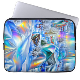 Capa Para Notebook Terra Maravilha Surreal de inverno com Luzes Iride