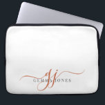 Capa Para Notebook Terracotta Script Monogramas Iniciais Minimalistas<br><div class="desc">Um script na moda terracotta moderno de chic monograma em branco,  com um roteiro inicial dramático com pinceladas e seu nome de cheio em um tipo de serifa moderno.</div>