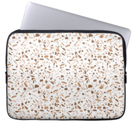 Capa Para Notebook Terrazzo Marrom e Bege e Branco