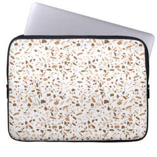 Capa Para Notebook Terrazzo Marrom e Bege e Branco