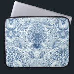 Capa Para Notebook Tesouros de praia em azul<br><div class="desc">Ilustração vetorial desenhada à mão de corais,  caranguejos e algas marinhas</div>