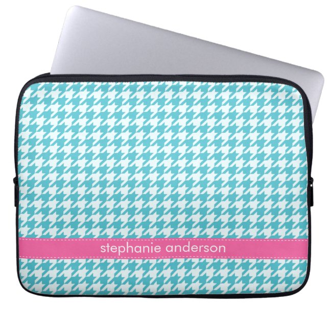 Capa Para Notebook Teste padrão à moda de Houndstooth do Aqua (Frente)