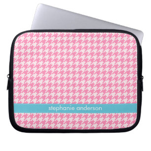 Capa Para Notebook Teste padrão à moda de Houndstooth do rosa quent