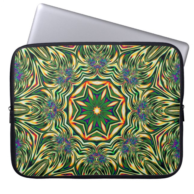 Capa Para Notebook Teste padrão abstrato do verde psicadélico do (Frente)