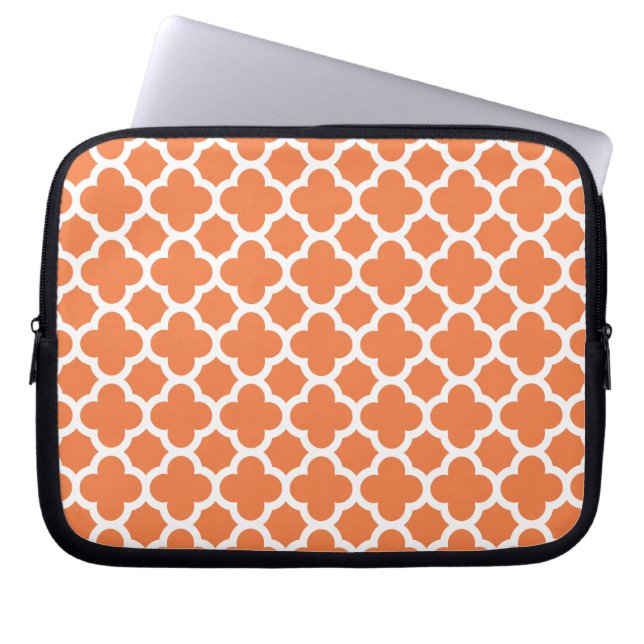 Capa Para Notebook Teste padrão alaranjado da treliça de Quatrefoil (Frente)