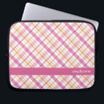 Capa Para Notebook Teste padrão alaranjado e cor-de-rosa da xadrez<br><div class="desc">Design personalizado da xadrez teste padrão à moda e chique.</div>