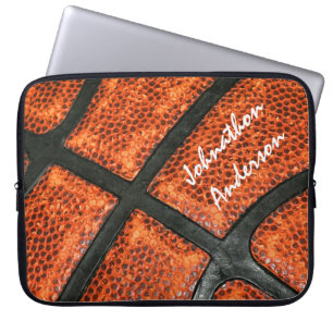 Capa Para Notebook Teste padrão alaranjado e preto do basquetebol co