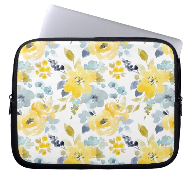 Capa Para Notebook Teste padrão amarelo & azul da aguarela (Frente)