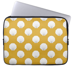 Capa Para Notebook Teste padrão amarelo dourado dos Seashells das